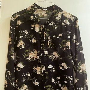 Black and white floral blouse